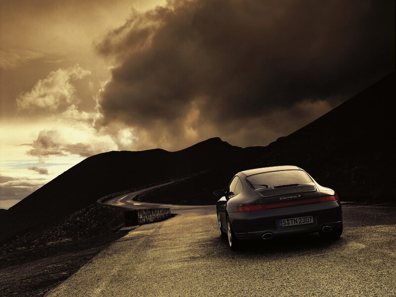 Porsche Carrera on mountain road