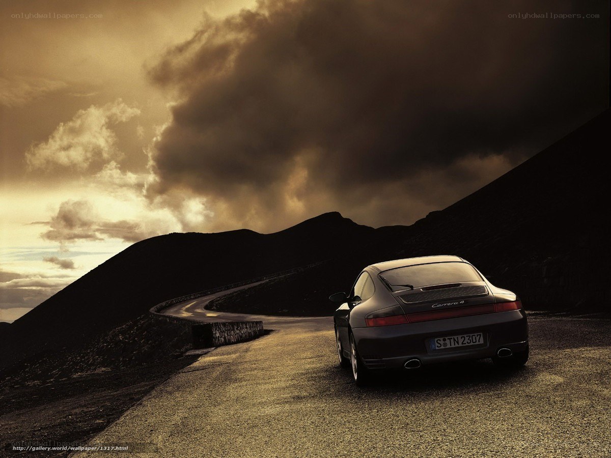 Porsche Carrera on mountain road