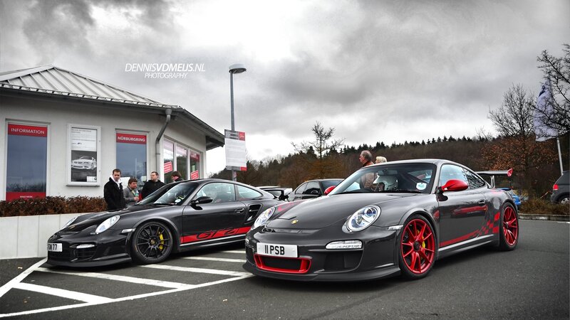 Porsche cars at a dealership