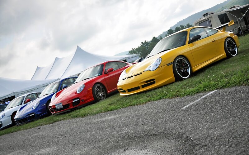 Porsche cars at a show