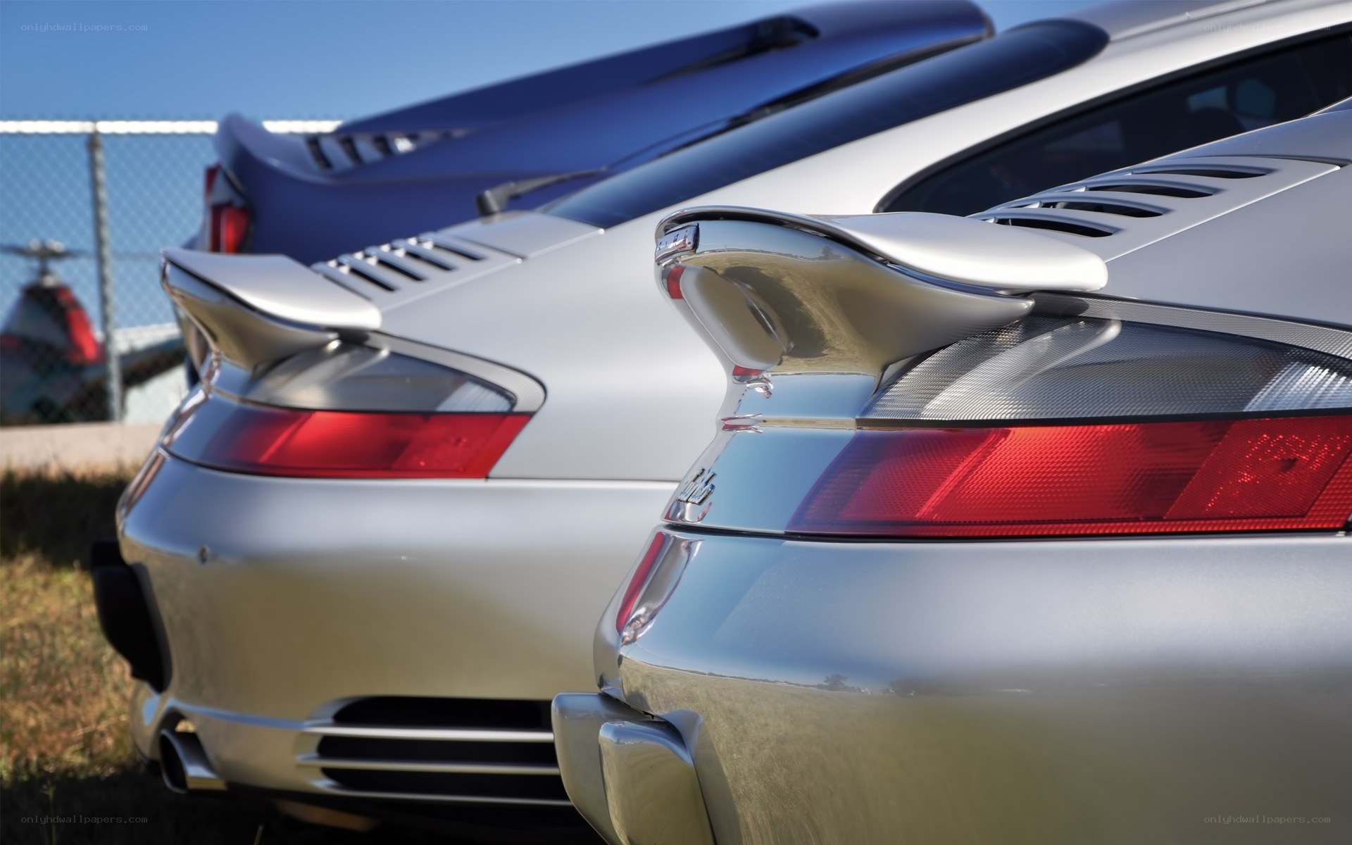 Porsche cars in a row