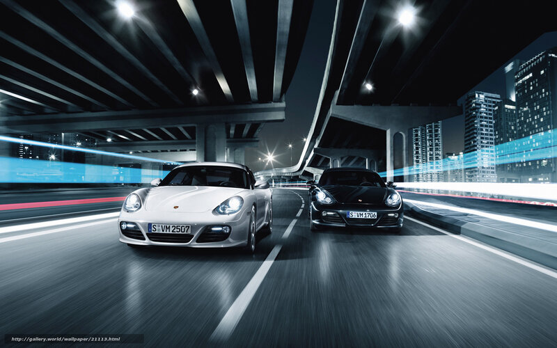 Porsche cars on city highway