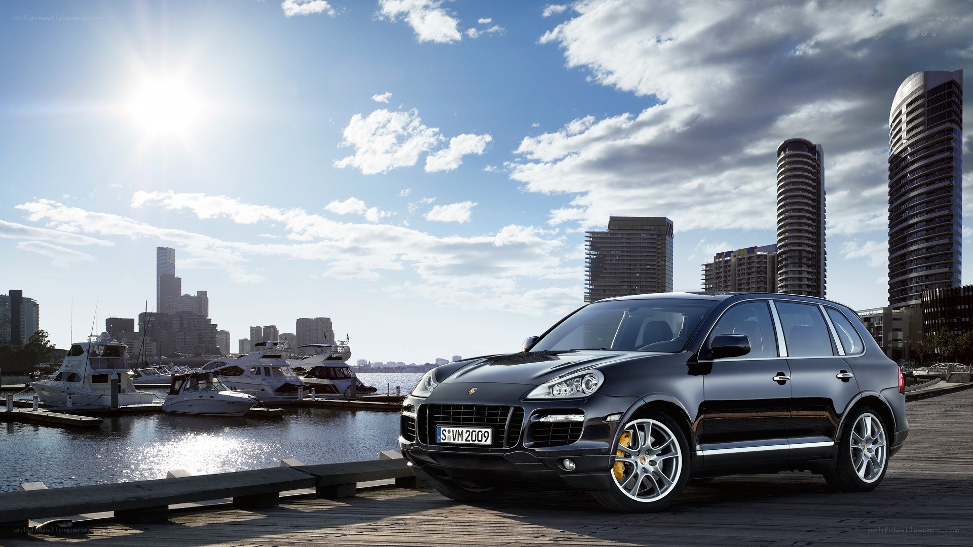 Porsche Cayenne by the harbor
