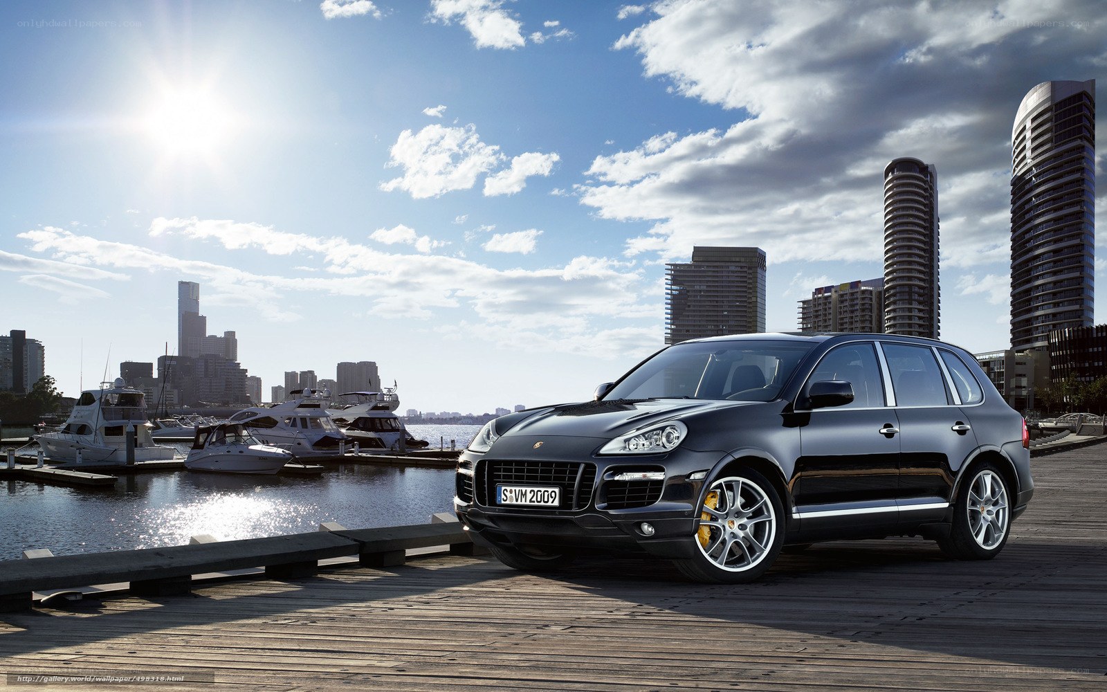 Porsche Cayenne by the harbor