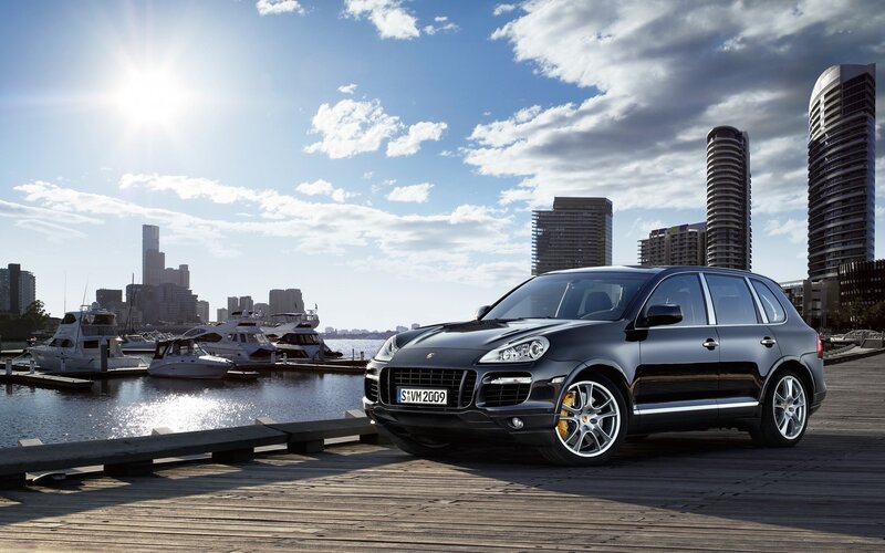 Porsche Cayenne by the marina