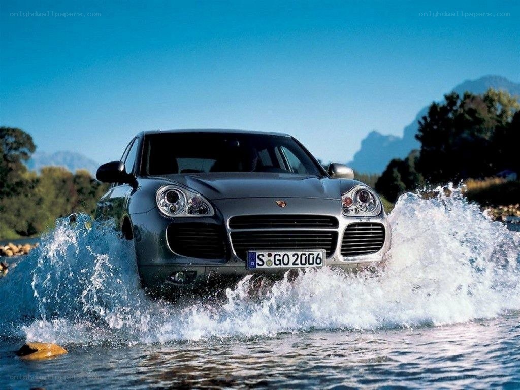 Porsche Cayenne in river