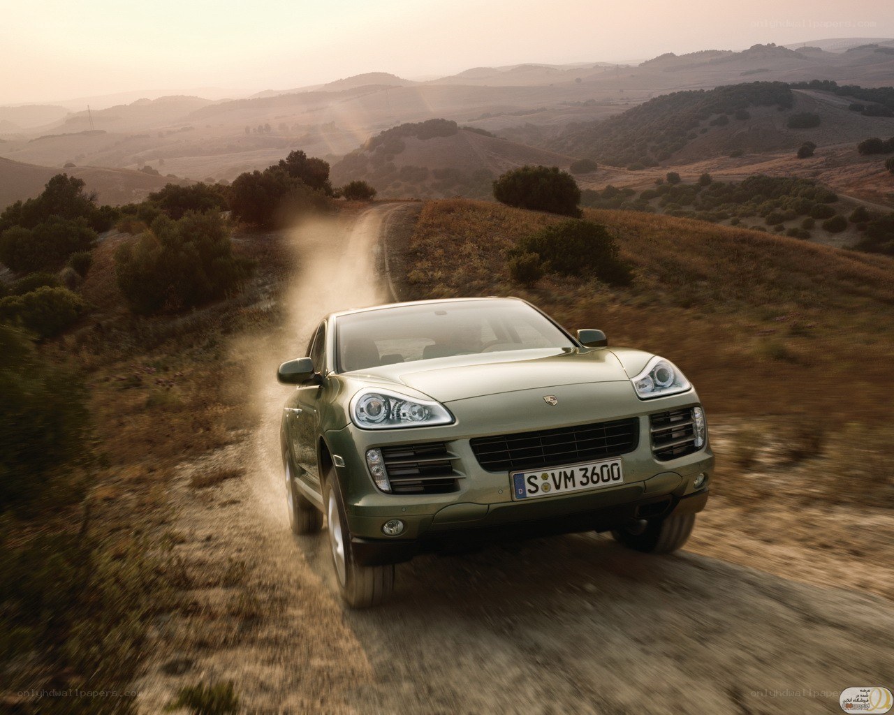 Porsche Cayenne on dirt road