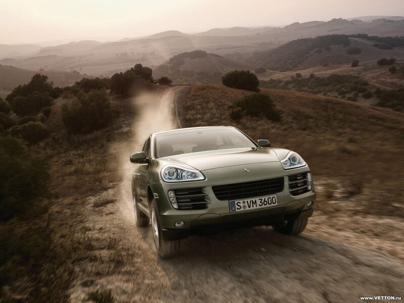Porsche Cayenne on dirt road