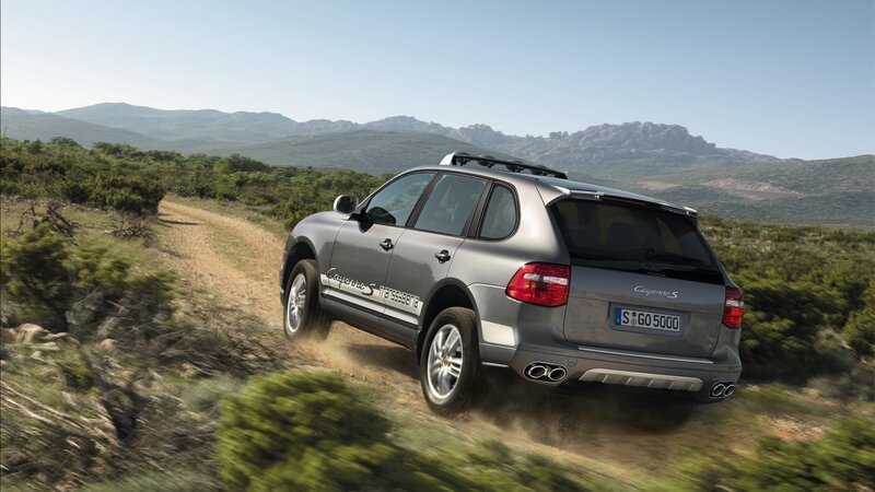 Porsche Cayenne S on a dirt road