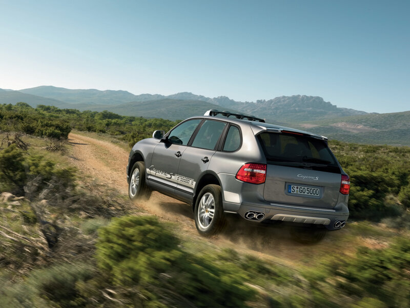 Porsche Cayenne S on dirt road