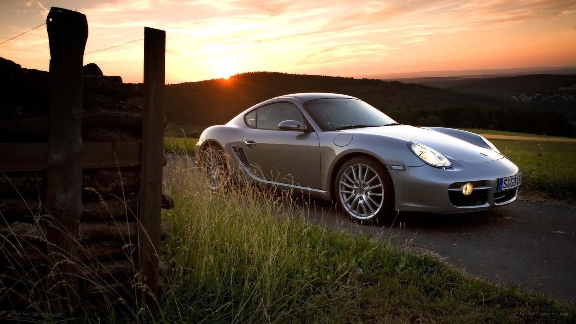 Porsche Cayman at sunset