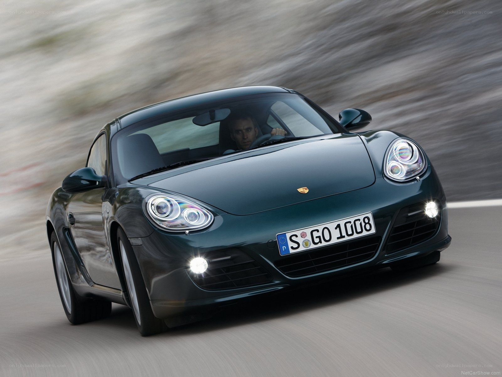 Porsche Cayman in motion