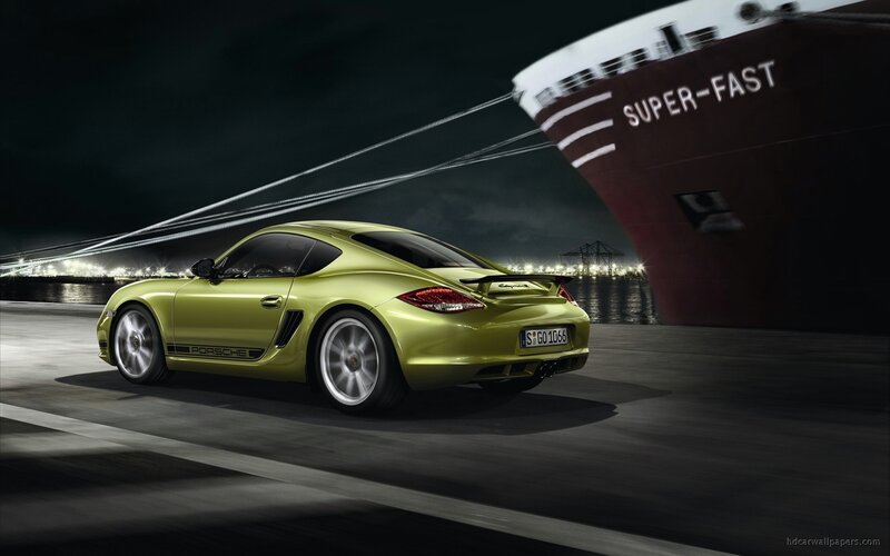 Porsche Cayman in port at night