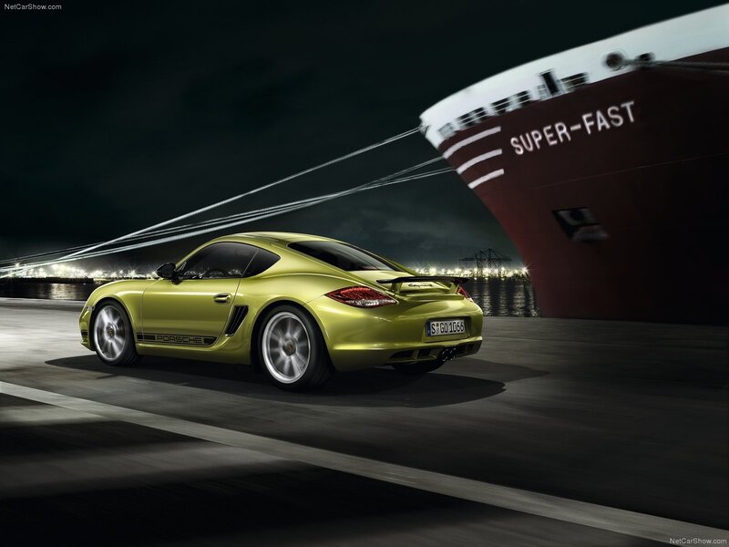 Porsche Cayman in port at night