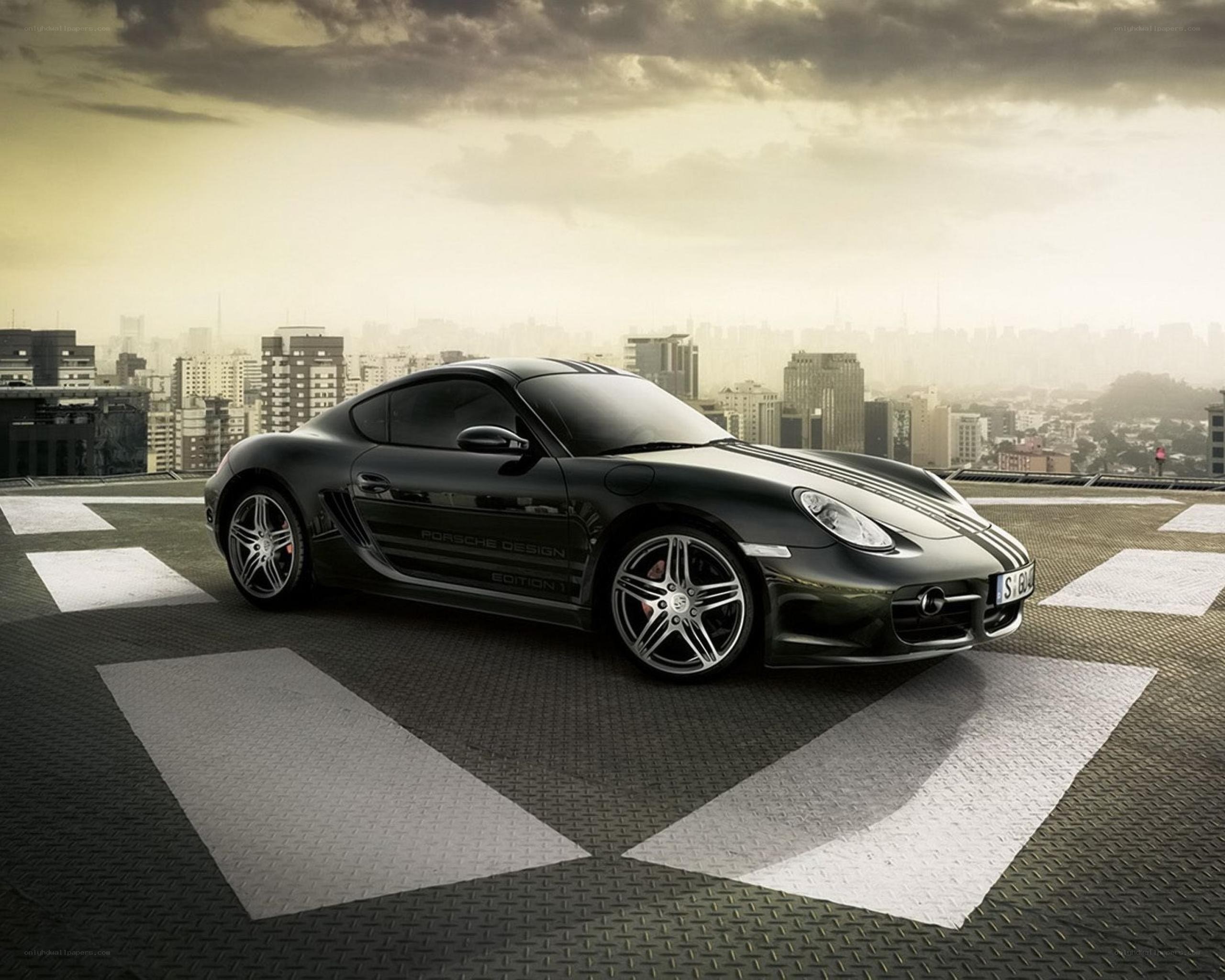 Porsche Cayman on rooftop