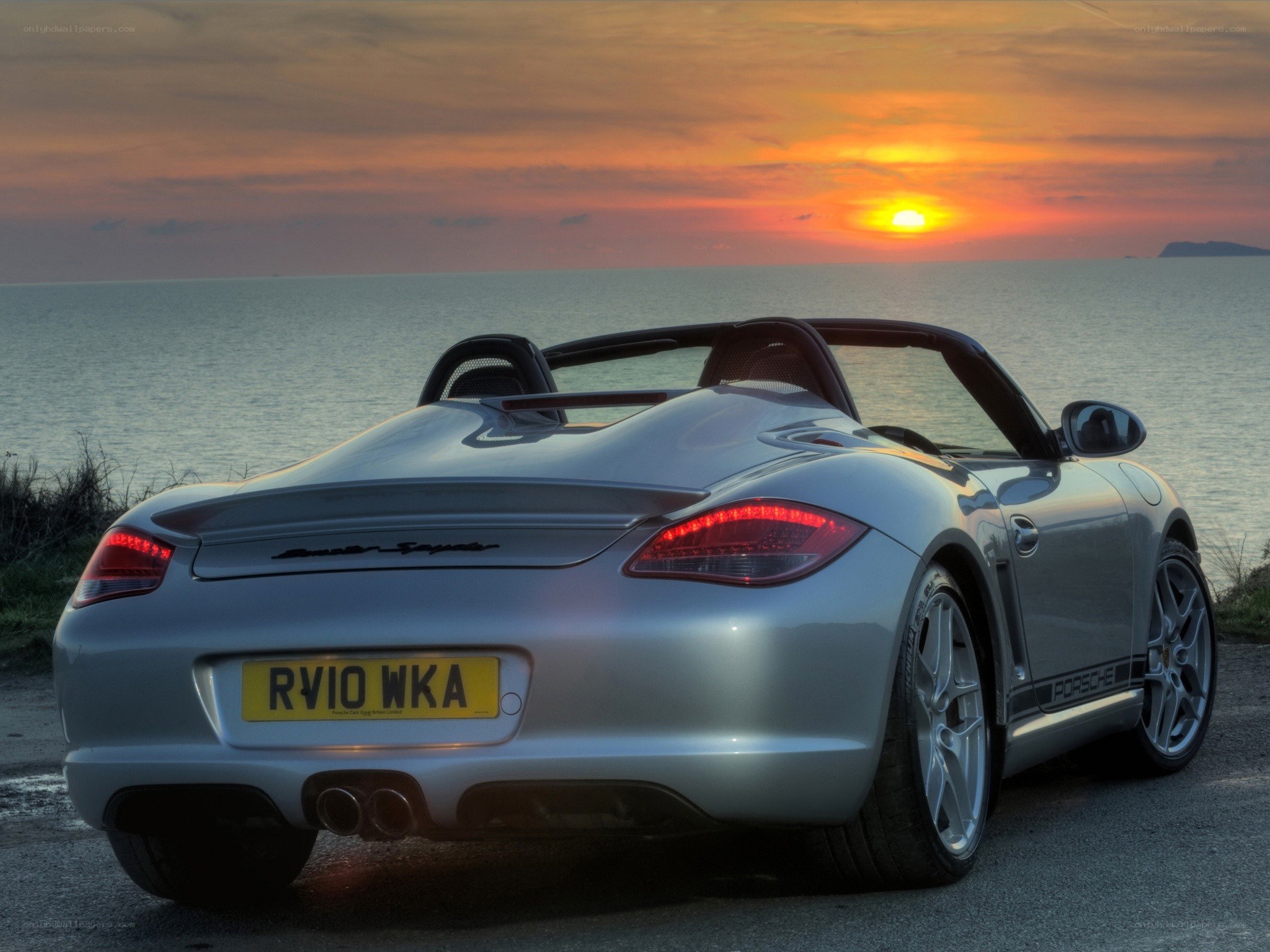 Porsche Cayman S at sunset
