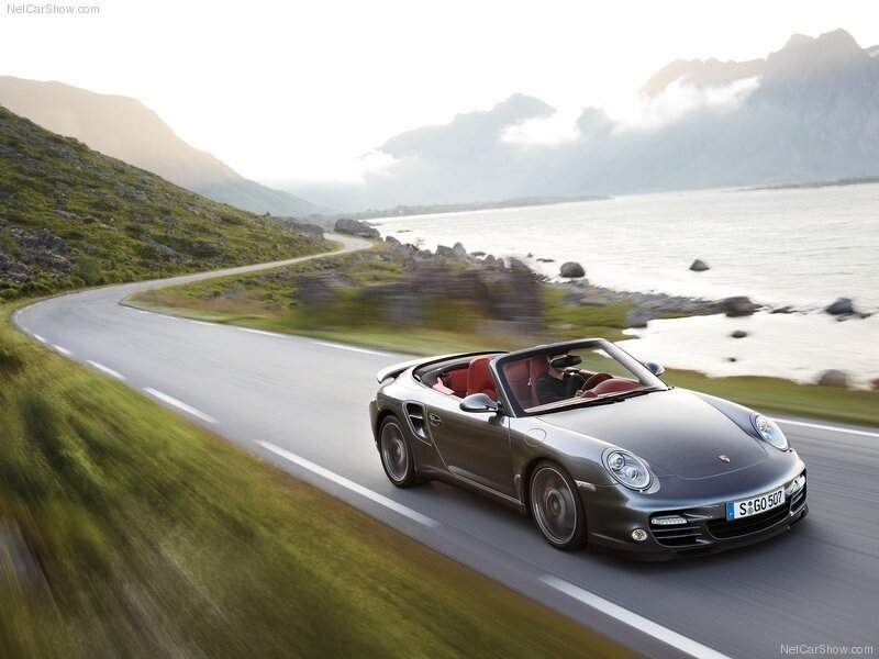 Porsche convertible on coastal road