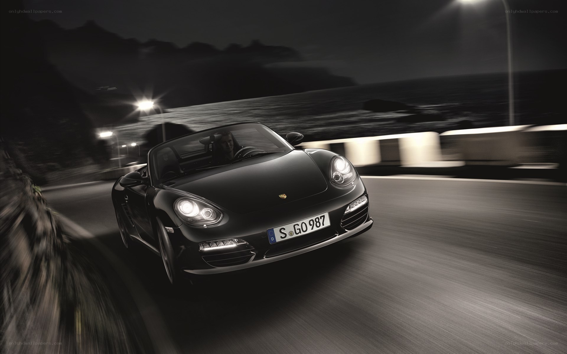Porsche driving at night