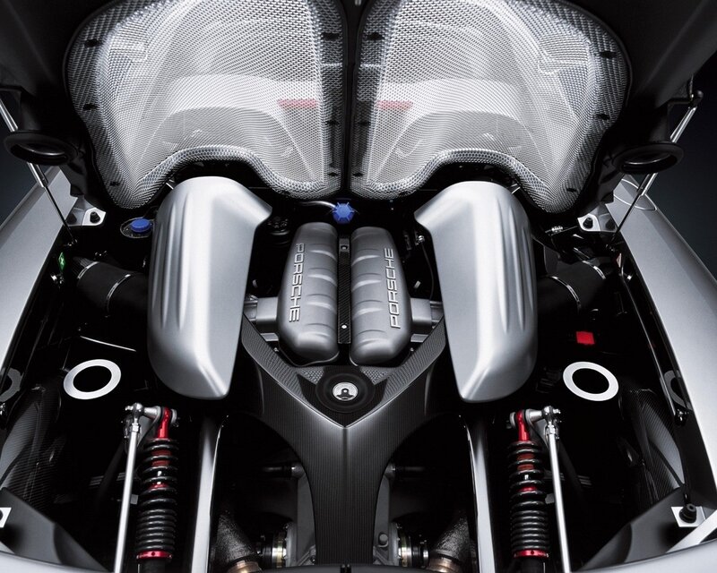 Porsche Engine Bay — Silver, Technical, Photograph