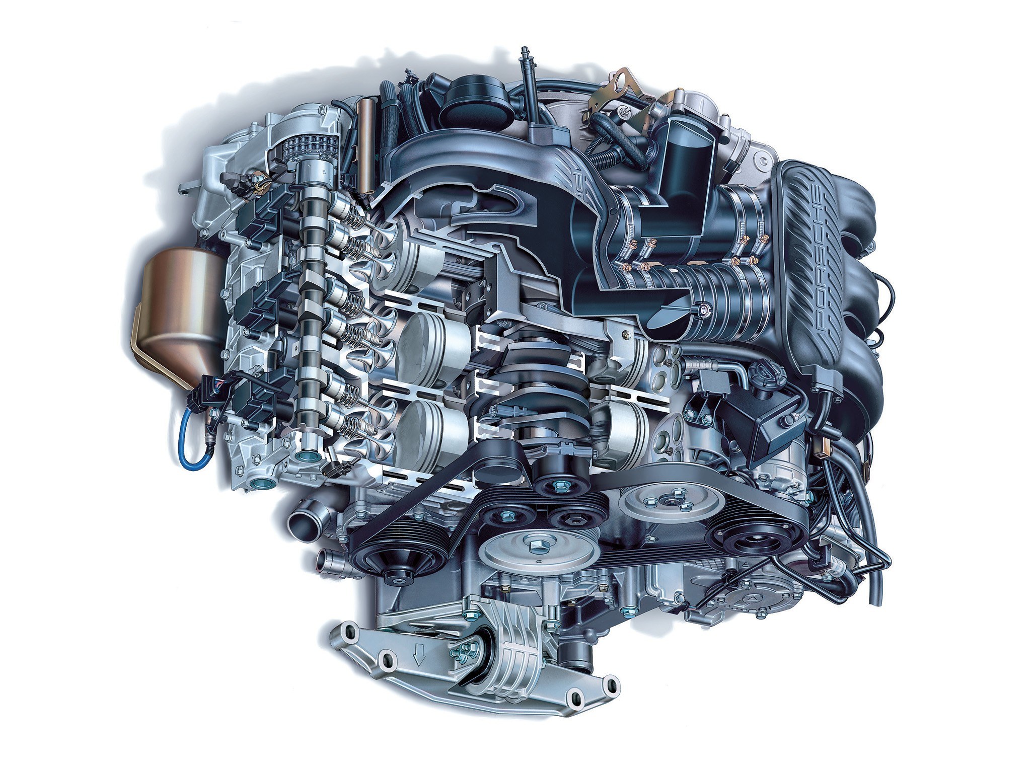 Porsche engine cutaway diagram