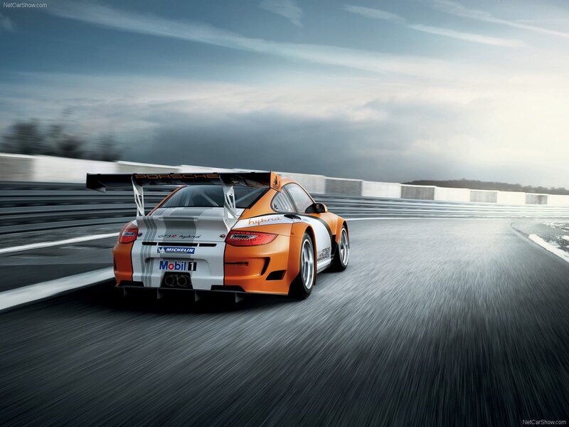 Porsche GT3 Hybrid on a racetrack
