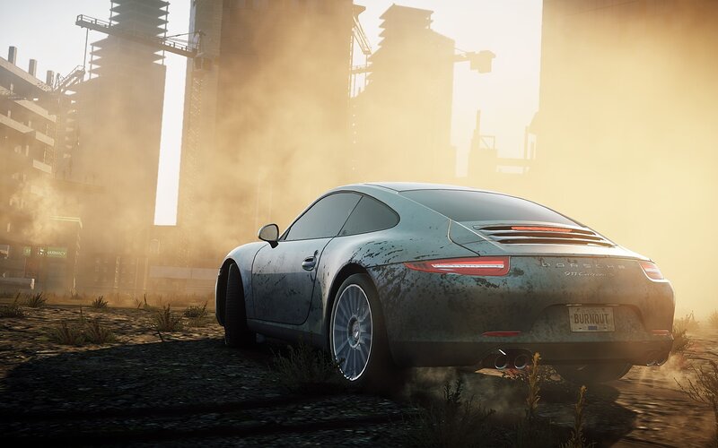 Porsche in a dusty wasteland