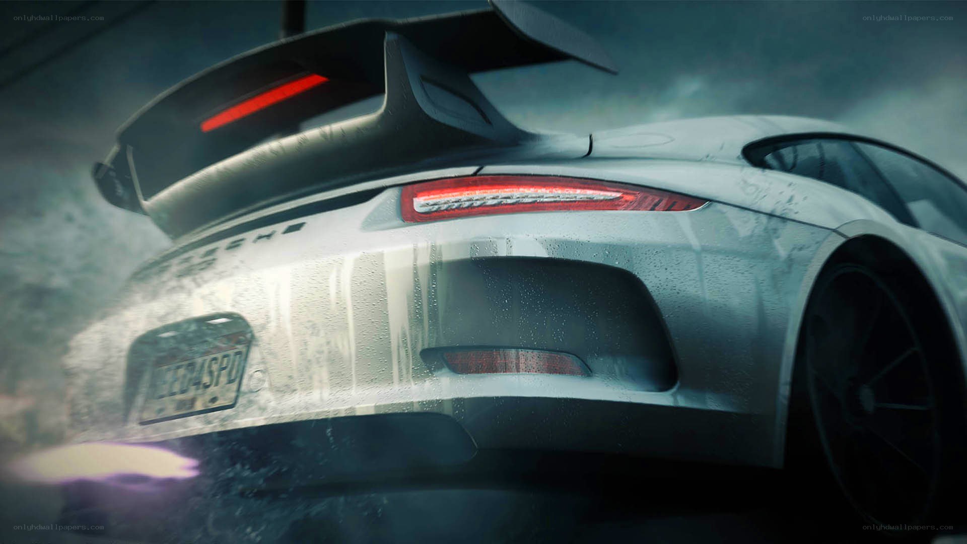 Porsche in rainy weather
