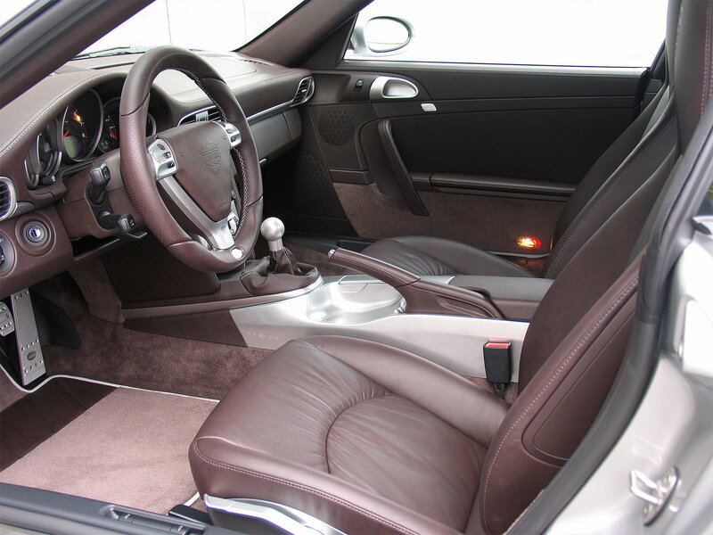 Porsche interior with brown leather