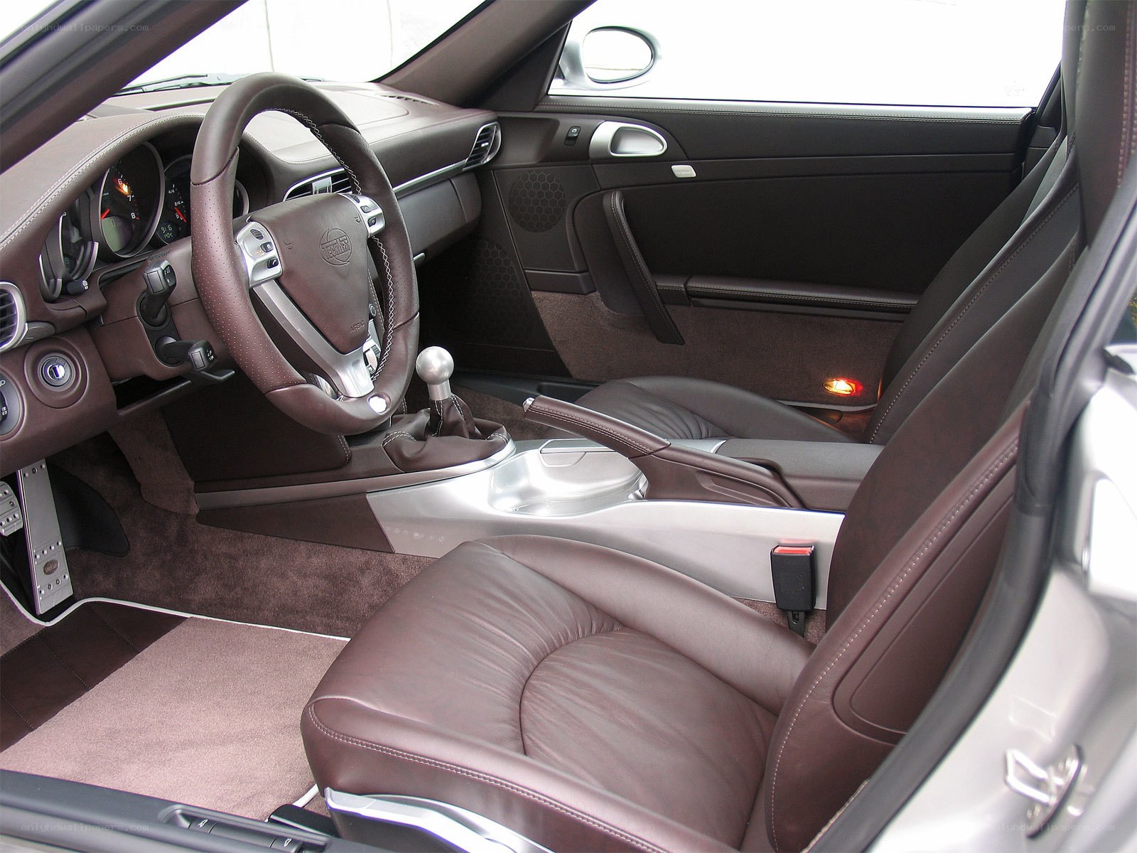 Porsche interior with brown leather