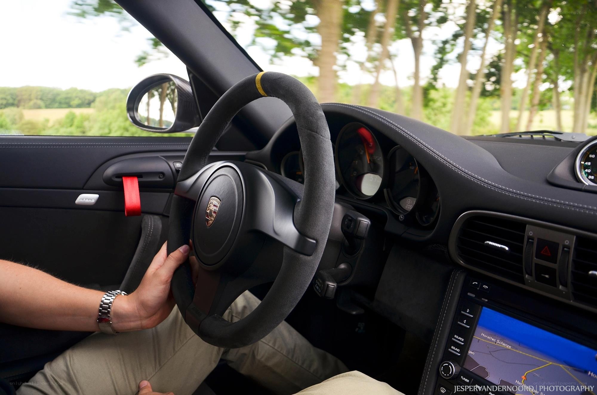 Porsche interior with driver