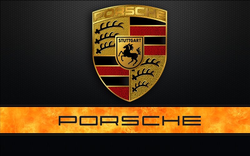 Porsche logo on dark background