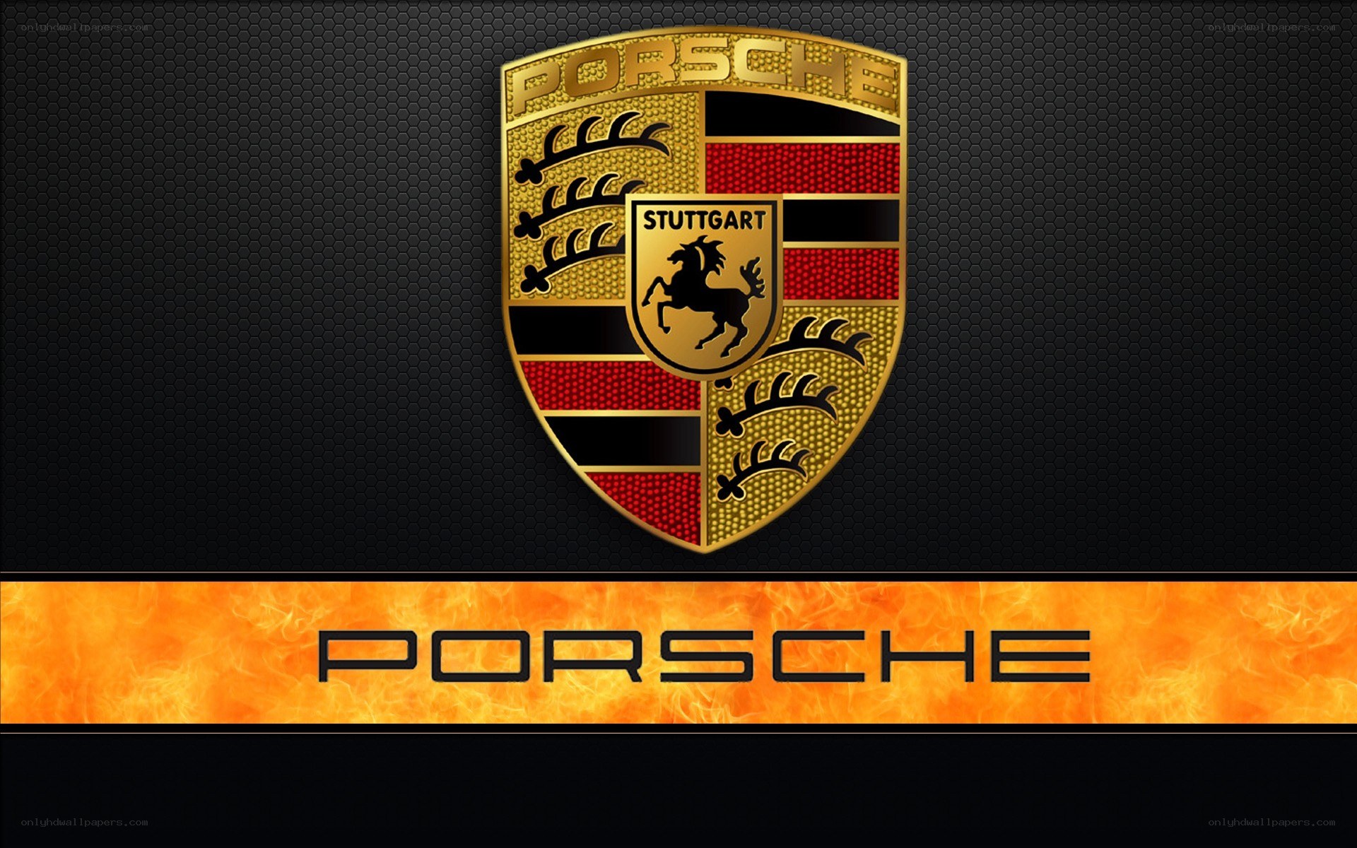 Porsche logo on dark background