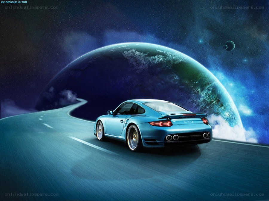 Porsche on a cosmic road