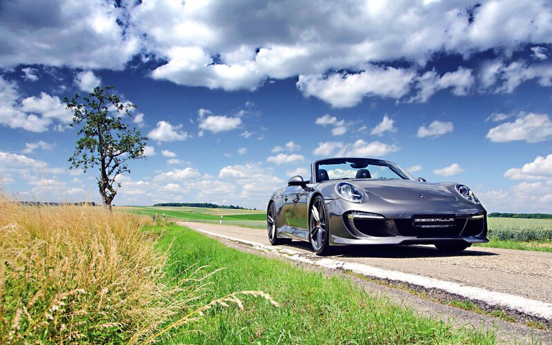 Porsche on a country road