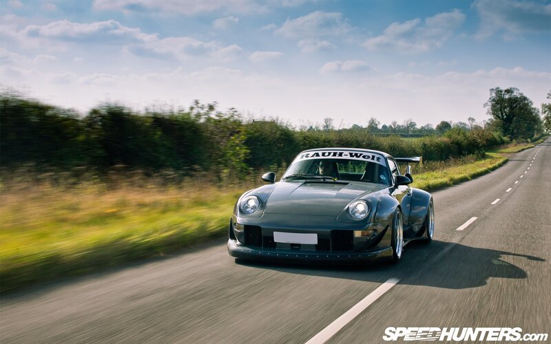 Porsche on a country road