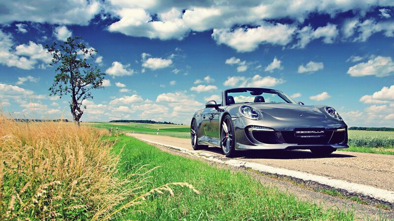Porsche on a country road