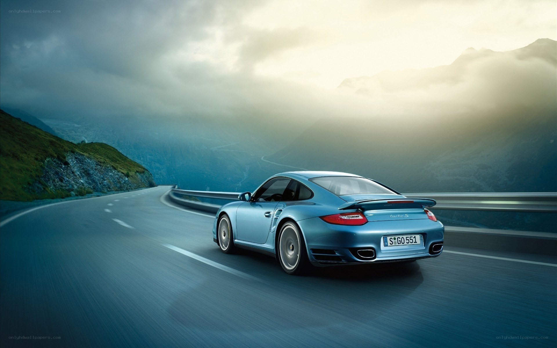 Porsche on a mountain road