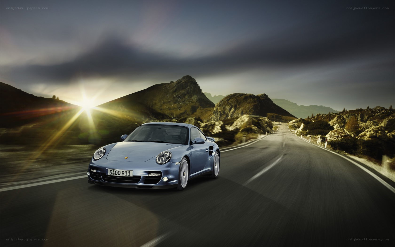 Porsche on a mountain road