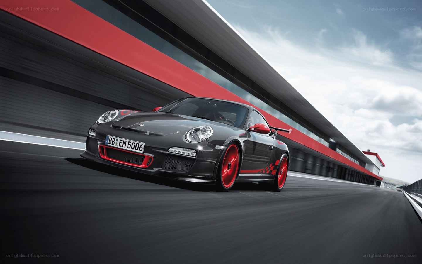 Porsche on a racetrack