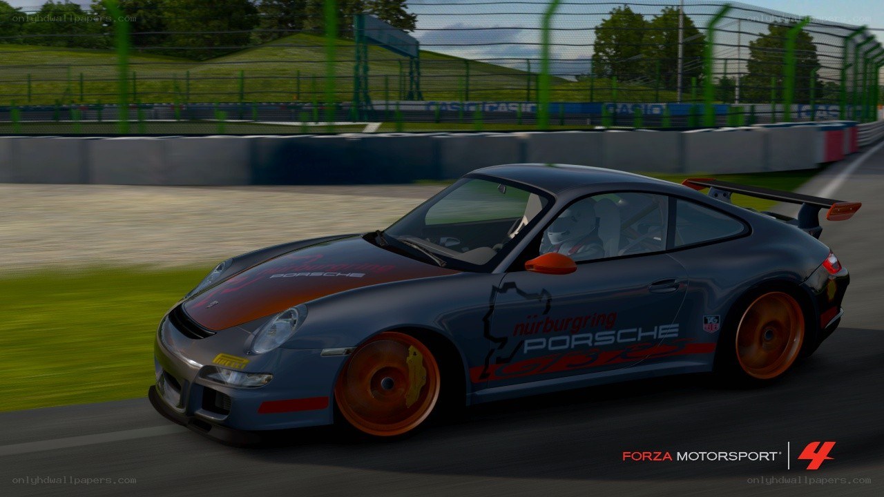 Porsche on a racetrack