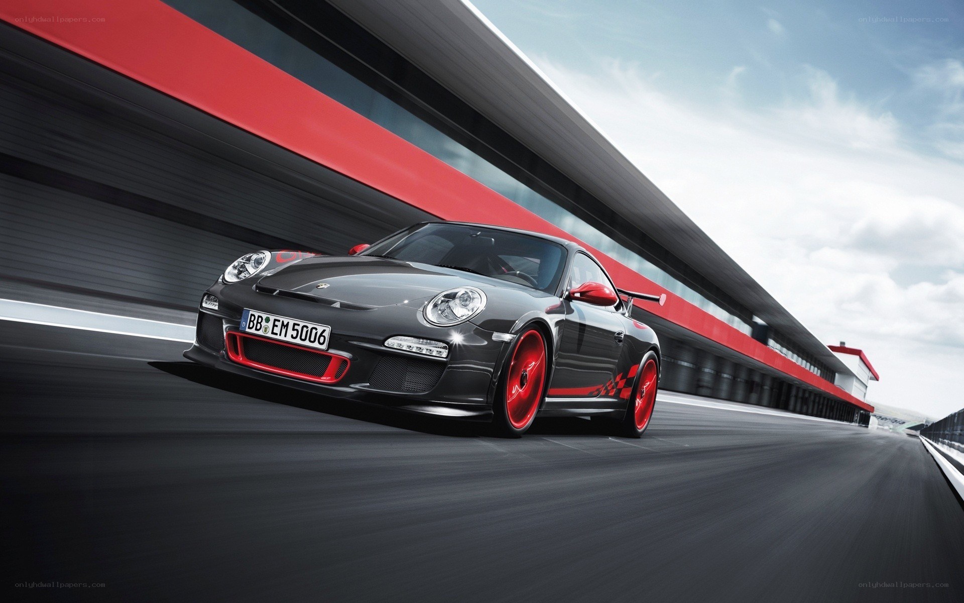 Porsche on a racetrack