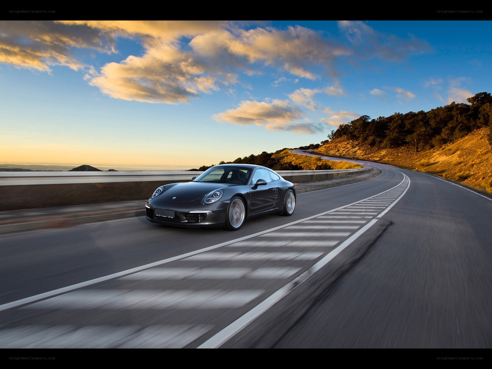 Porsche on a winding road