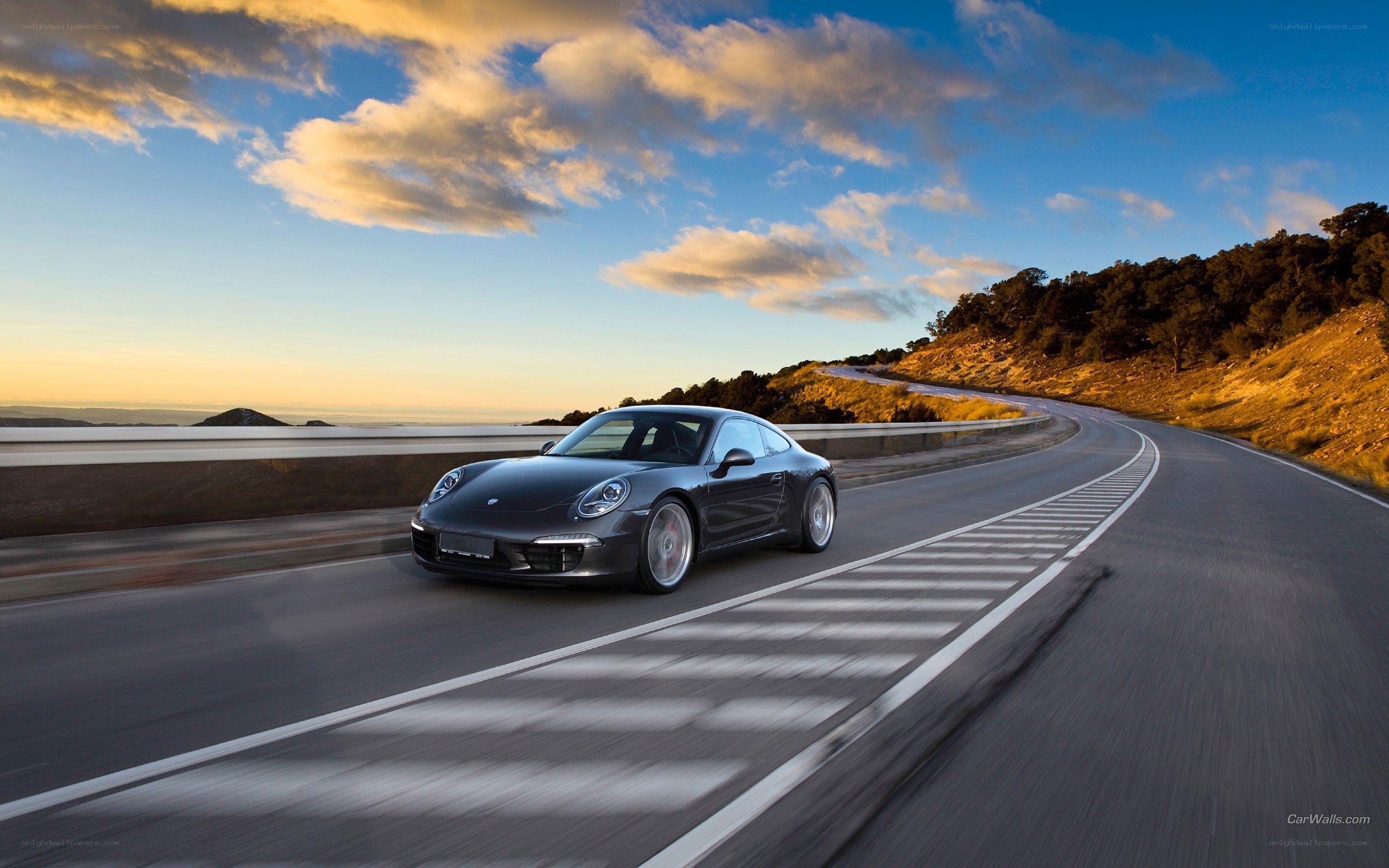 Porsche on a winding road