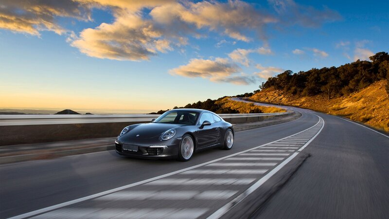 Porsche on a winding road
