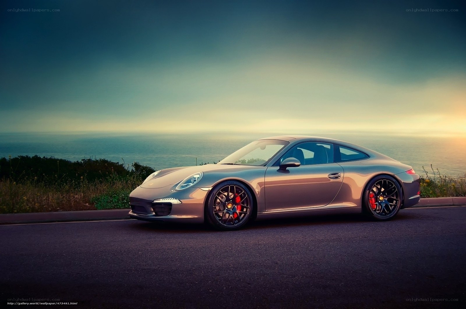 Porsche on coastal road