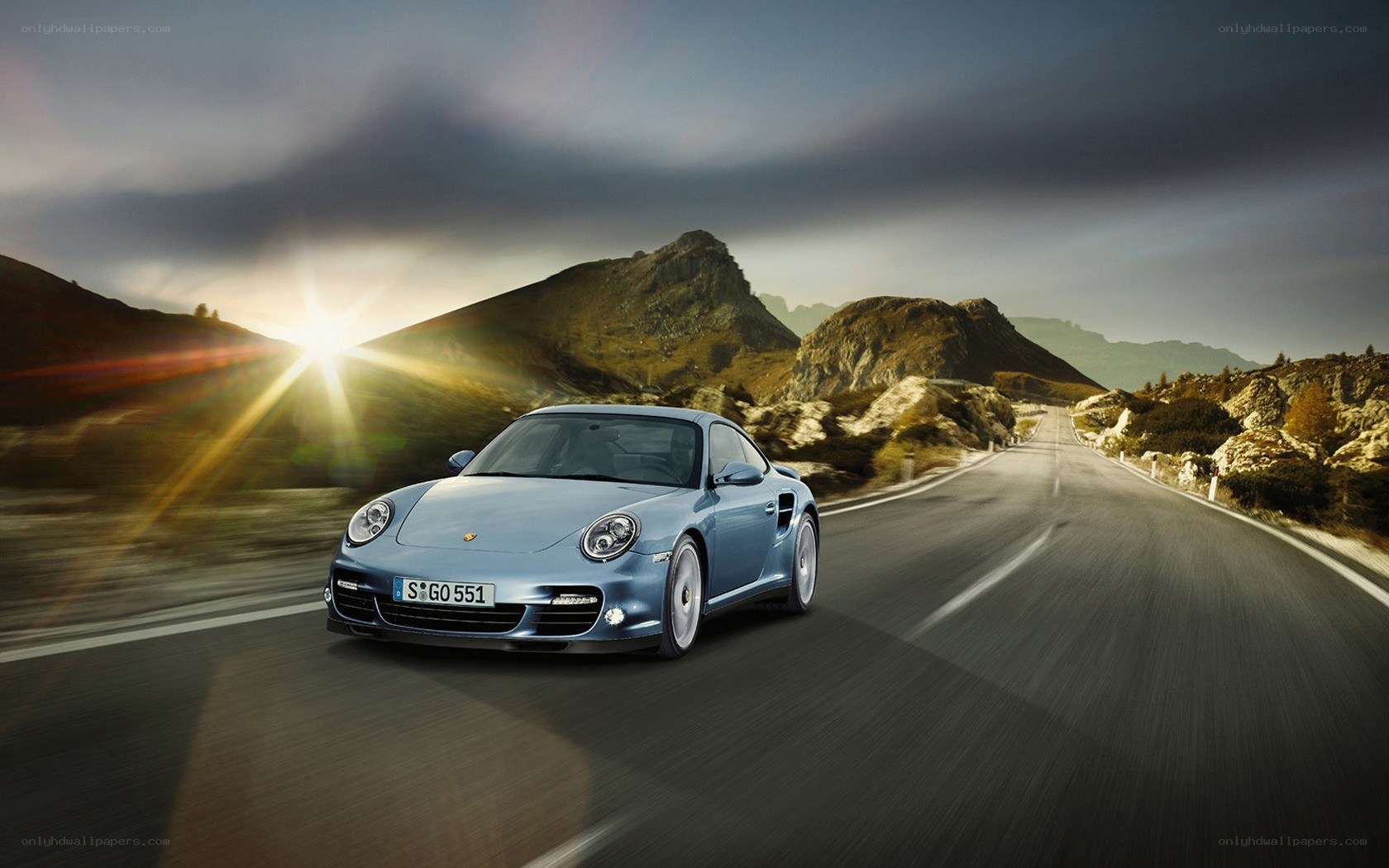 Porsche on mountain road