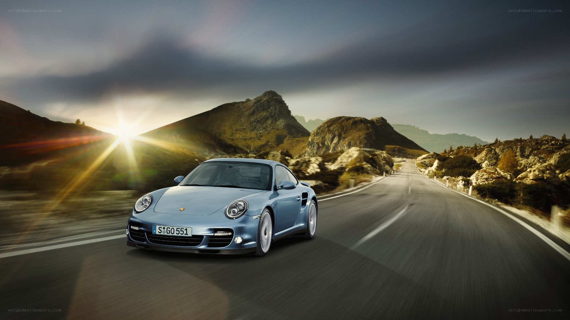 Porsche on mountain road