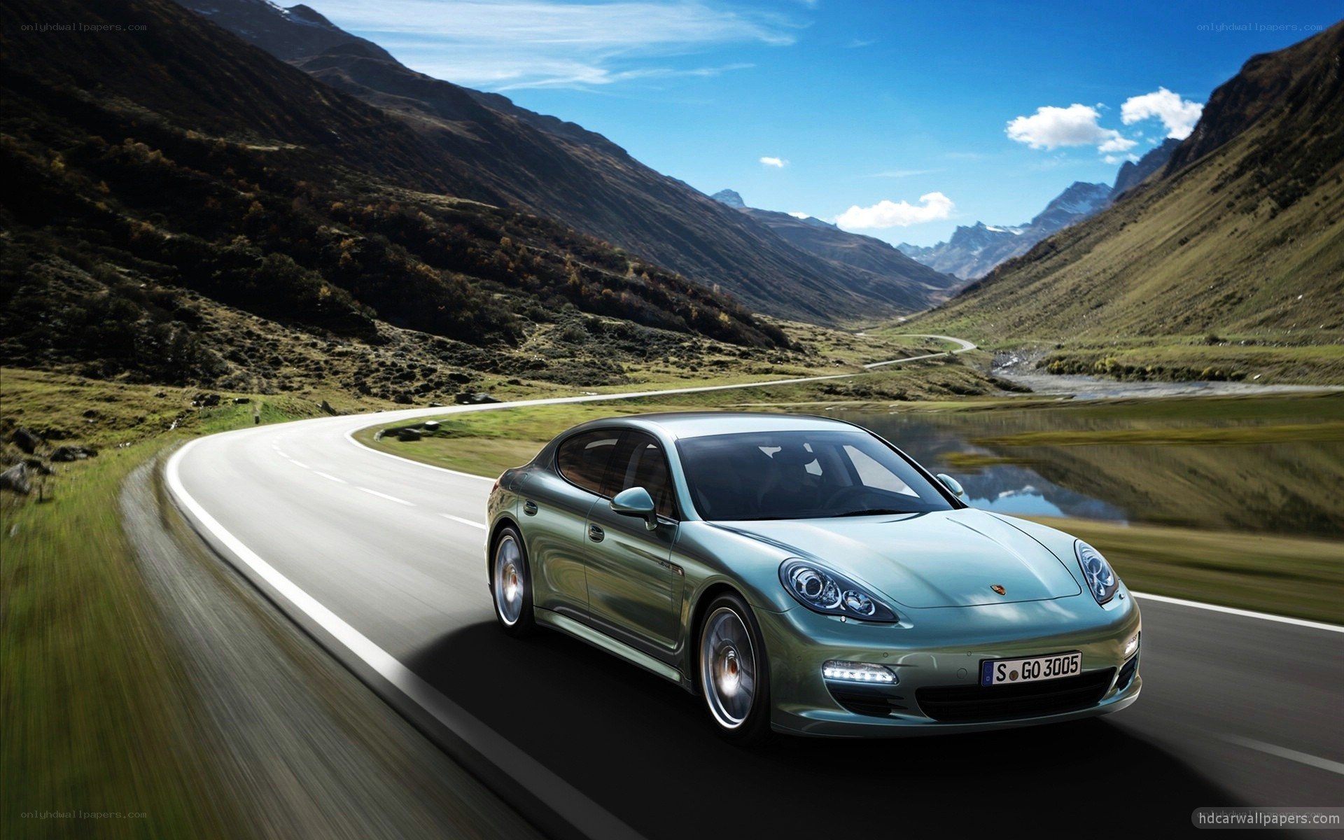 Porsche on mountain road