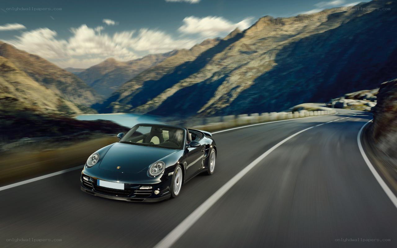 Porsche on mountain road