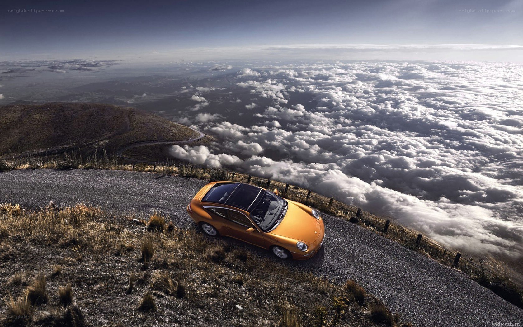 Porsche on mountain road